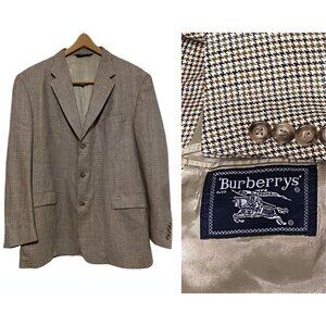 Vintage Burberrys Sport Coat 44R Jacket Blazer Houndstooth Single Breasted USA
